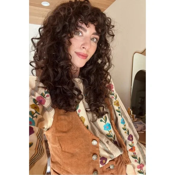 SEZANE Yellow Ecru Pink Striped Floral Embroidered Button Down Aina Blouse Shirt - Picture 5 of 16